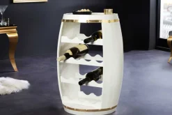 Riess-Ambiente Goldene Möbel|Weinregale > Design Weinfass BODEGA WHITE 65cm weiß gold Pinie Flaschenregal 14 Flaschen