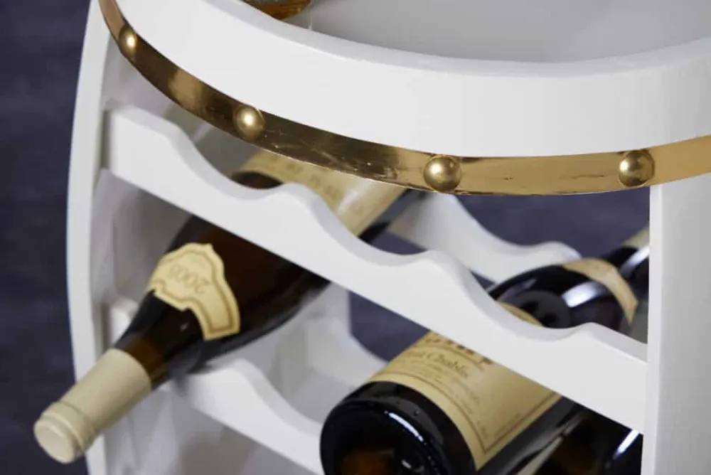 Riess-Ambiente Goldene Möbel|Weinregale > Design Weinfass BODEGA WHITE 65cm weiß gold Pinie Flaschenregal 14 Flaschen