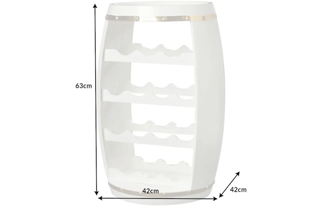 Riess-Ambiente Goldene Möbel|Weinregale > Design Weinfass BODEGA WHITE 65cm weiß gold Pinie Flaschenregal 14 Flaschen