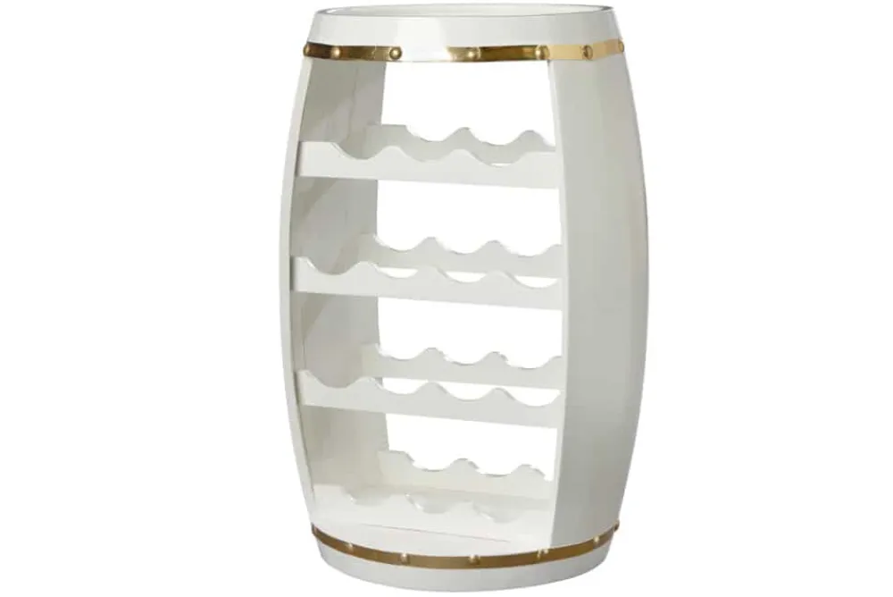Riess-Ambiente Goldene Möbel|Weinregale > Design Weinfass BODEGA WHITE 65cm weiß gold Pinie Flaschenregal 14 Flaschen