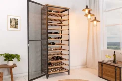 Riess-Ambiente Industrial Loft|Weinregale > Design Weinschrank BODEGA 185cm natur schwarz Tannenholz Metall Flaschenregal