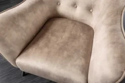 Riess-Ambiente Loungesessel|Skandinavisch > Design XL Sessel AMSTERDAM champagner Samt schwarze Metallbeine Retro Stil