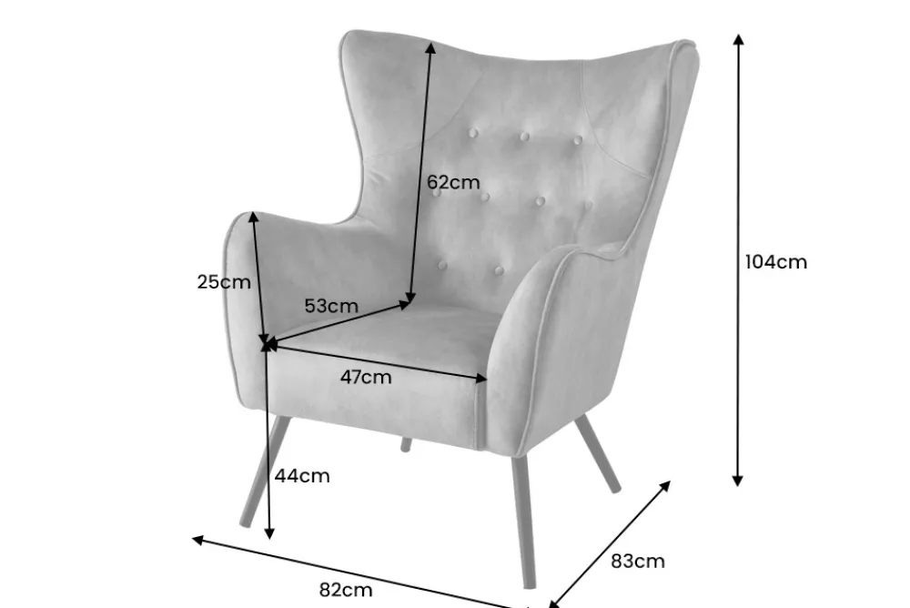 Riess-Ambiente Loungesessel|Skandinavisch > Design XL Sessel AMSTERDAM champagner Samt schwarze Metallbeine Retro Stil