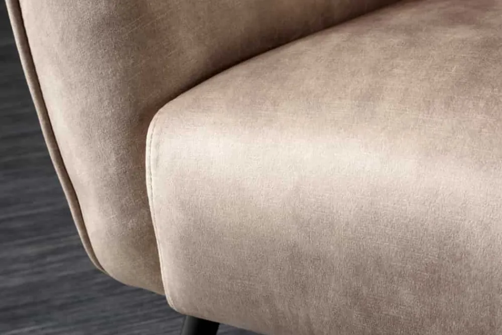 Riess-Ambiente Loungesessel|Skandinavisch > Design XL Sessel AMSTERDAM champagner Samt schwarze Metallbeine Retro Stil