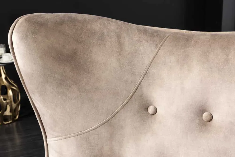 Riess-Ambiente Loungesessel|Skandinavisch > Design XL Sessel AMSTERDAM champagner Samt schwarze Metallbeine Retro Stil