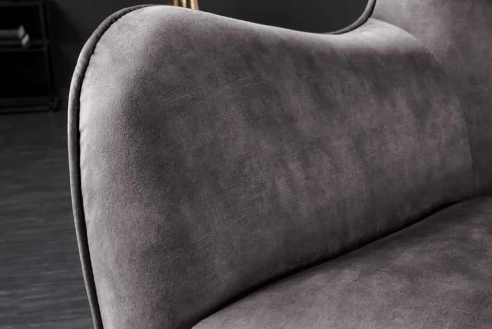 Riess-Ambiente Loungesessel|Skandinavisch > Design XL Sessel AMSTERDAM grau Samt schwarze Metallbeine Retro Stil