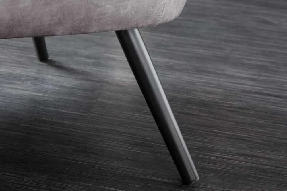 Riess-Ambiente Loungesessel|Skandinavisch > Design XL Sessel AMSTERDAM grau Samt schwarze Metallbeine Retro Stil