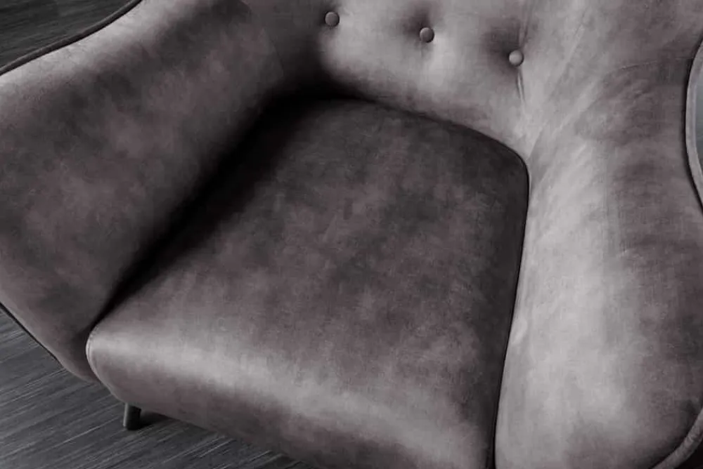 Riess-Ambiente Loungesessel|Skandinavisch > Design XL Sessel AMSTERDAM grau Samt schwarze Metallbeine Retro Stil