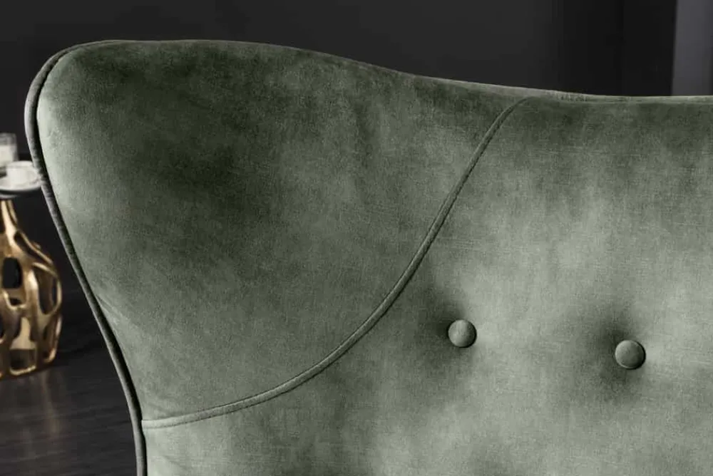 Riess-Ambiente Loungesessel|Skandinavisch > Design XL Sessel AMSTERDAM grün Samt schwarze Metallbeine Retro Stil
