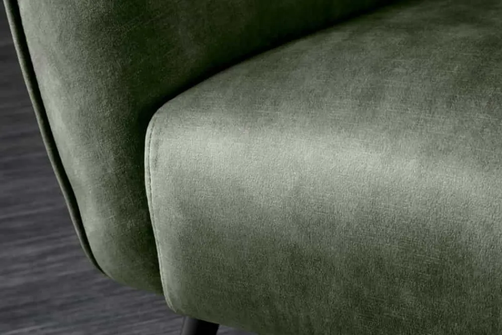 Riess-Ambiente Loungesessel|Skandinavisch > Design XL Sessel AMSTERDAM grün Samt schwarze Metallbeine Retro Stil