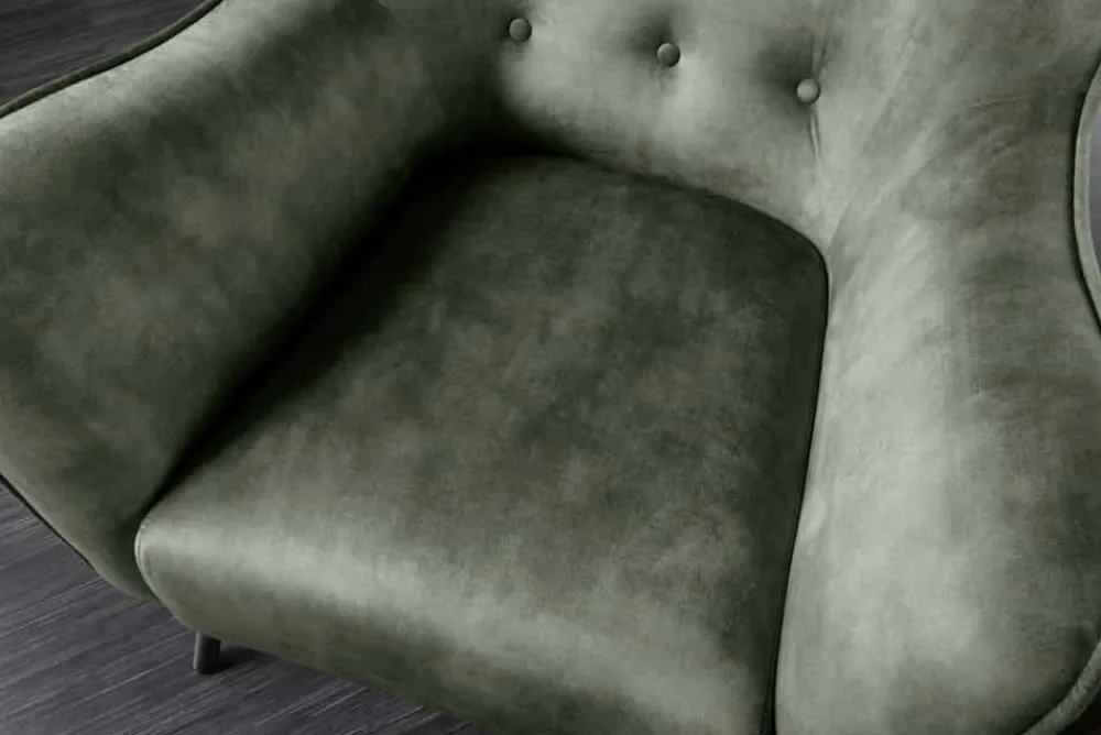 Riess-Ambiente Loungesessel|Skandinavisch > Design XL Sessel AMSTERDAM grün Samt schwarze Metallbeine Retro Stil