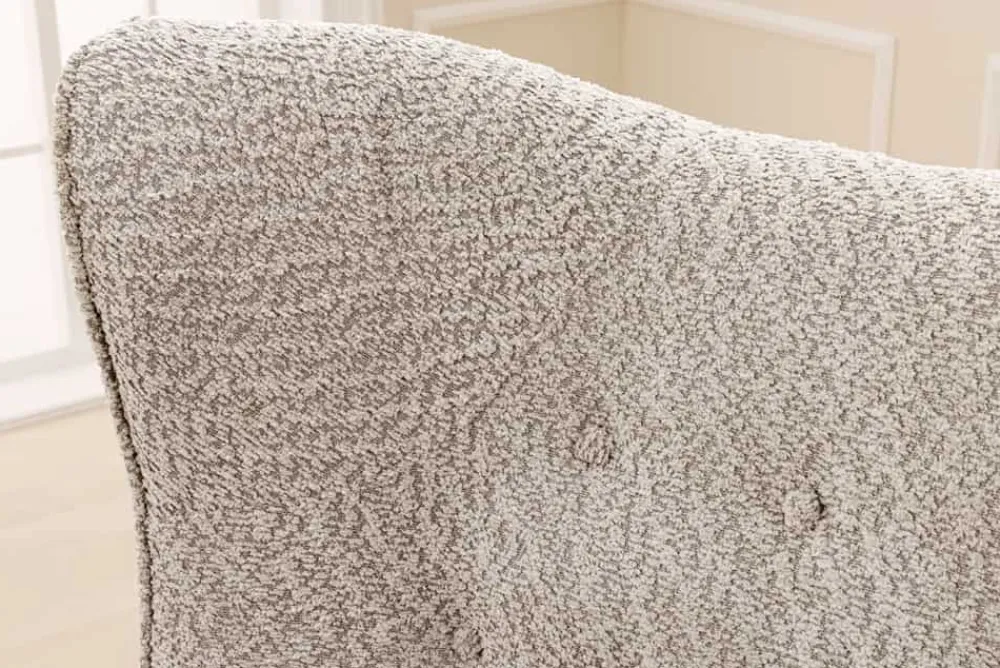 Riess-Ambiente Skandinavisch|Loungesessel > Design XL Sessel AMSTERDAM greige Bouclé schwarze Metallbeine Retro Stil