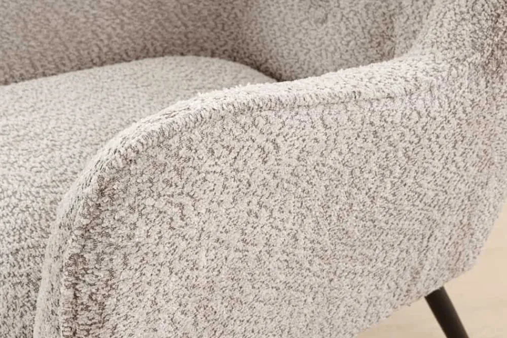 Riess-Ambiente Skandinavisch|Loungesessel > Design XL Sessel AMSTERDAM greige Bouclé schwarze Metallbeine Retro Stil