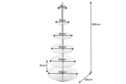 Riess-Ambiente Etageren & Tabletts > Design XXL Etagere ABSTRACT 180cm silber Metall mit sechs Etagen handmade
