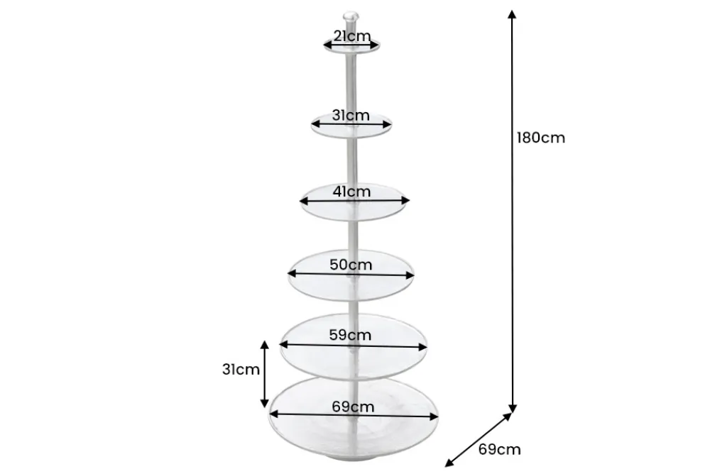 Riess-Ambiente Etageren & Tabletts > Design XXL Etagere ABSTRACT 180cm silber Metall mit sechs Etagen handmade