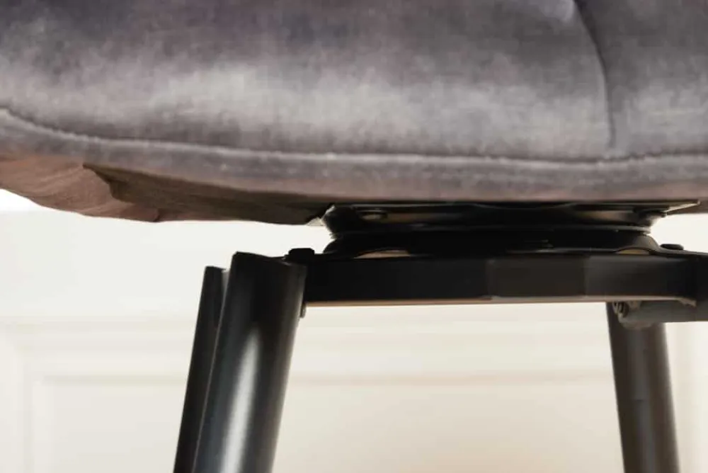Riess-Ambiente Industrial Loft|Barhocker > Drehbarer Barhocker PAPILLON grau Samt Barstuhl mit Lehne schwarze Metallbeine
