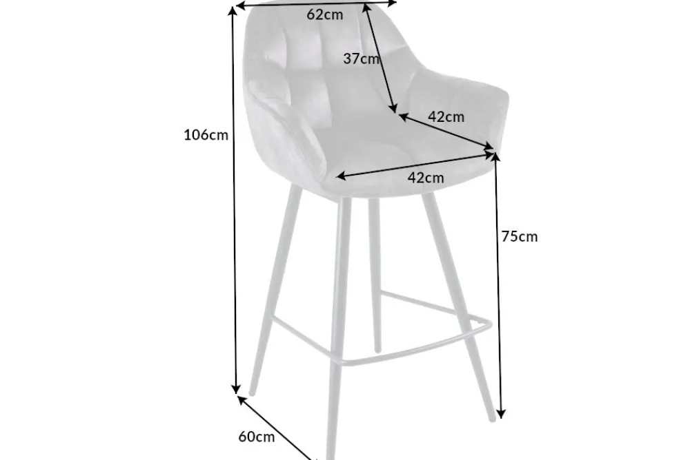 Riess-Ambiente Industrial Loft|Barhocker > Drehbarer Barhocker PAPILLON grau Samt Barstuhl mit Lehne schwarze Metallbeine