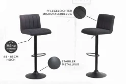 Riess-Ambiente Industrial Loft|Retro Möbel > Drehbarer Barhocker PORTLAND vintage grau Microfaser Barstuhl mit Lehne höhenverstellbar