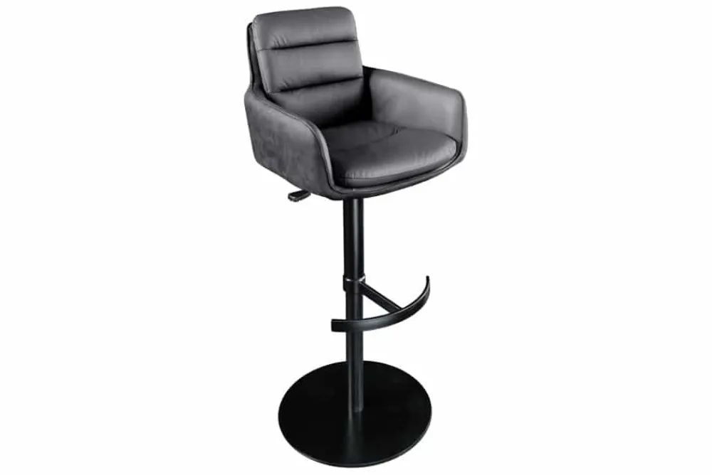 Riess-Ambiente Barhocker > Drehbarer Design Barhocker BIG GEORGE schwarz anthrazit Echtleder höhenverstellbar mit Armlehnen