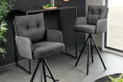 Riess-Ambiente Barhocker|Samt Möbel > Drehbarer Design Barhocker BIG GEORGE anthrazit Samt Taschenfederkern mit Armlehnen