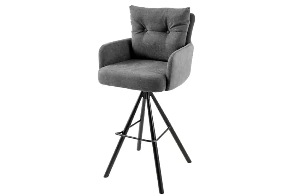 Riess-Ambiente Barhocker|Samt Möbel > Drehbarer Design Barhocker BIG GEORGE anthrazit Samt Taschenfederkern mit Armlehnen