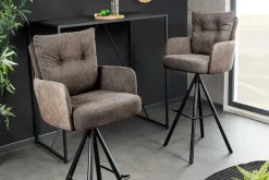 Riess-Ambiente Barhocker|Samt Möbel > Drehbarer Design Barhocker BIG GEORGE taupe Samt Taschenfederkern mit Armlehnen Metall