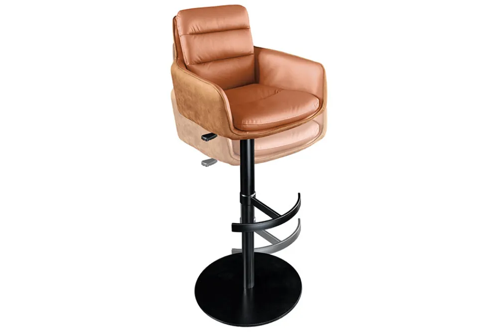 Riess-Ambiente Barhocker > Drehbarer Design Barhocker BIG GEORGE cognac Echtleder höhenverstellbar mit Armlehnen