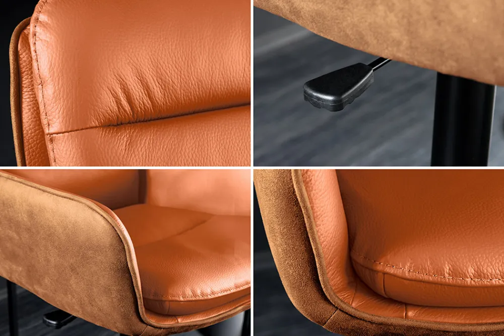 Riess-Ambiente Barhocker > Drehbarer Design Barhocker BIG GEORGE cognac Echtleder höhenverstellbar mit Armlehnen