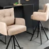 Riess-Ambiente Barhocker|Samt Möbel > Drehbarer Design Barhocker BIG GEORGE champagner beige Samt Taschenfederkern Armlehne