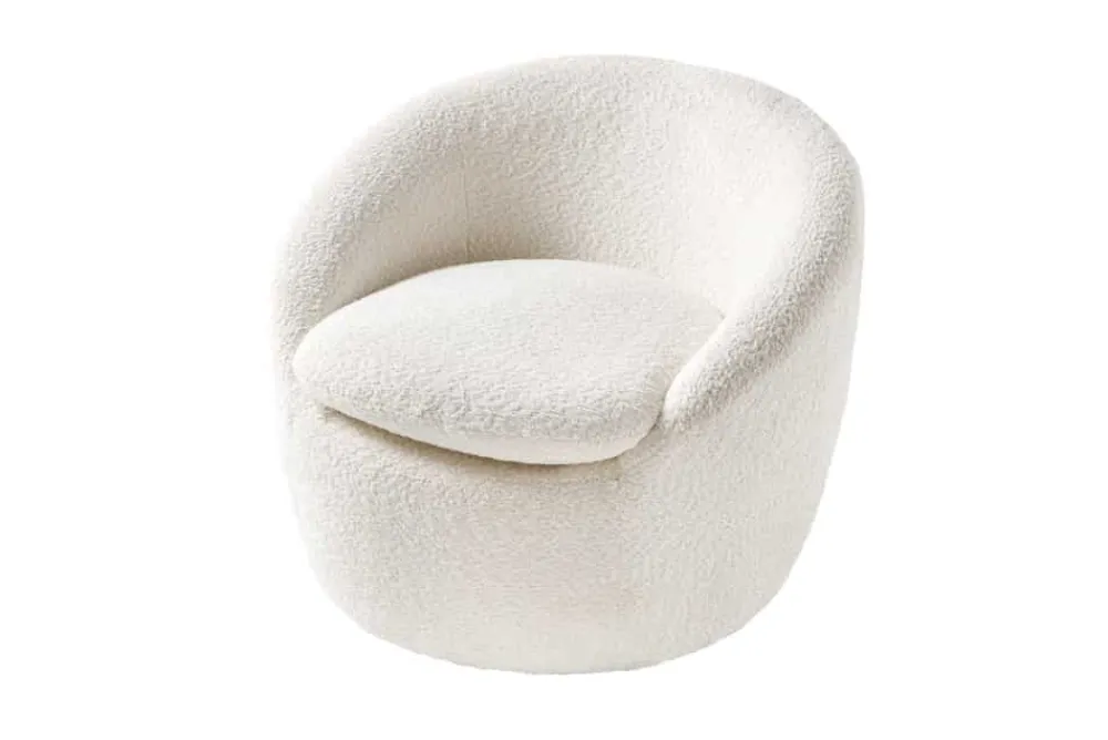 Riess-Ambiente Skandinavisch|Sessel > Drehbarer Design Sessel ALPINE beige Bouclé 360° mit Armlehnen