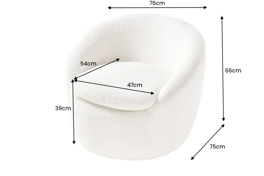 Riess-Ambiente Skandinavisch|Sessel > Drehbarer Design Sessel ALPINE beige Bouclé 360° mit Armlehnen