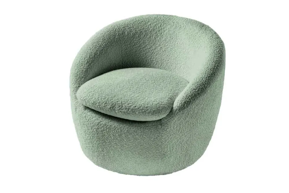 Riess-Ambiente Skandinavisch|Sessel > Drehbarer Design Sessel ALPINE salbei Bouclé 360° mit Armlehnen