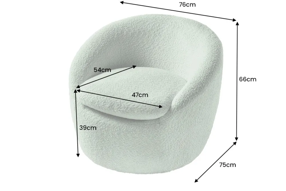Riess-Ambiente Skandinavisch|Sessel > Drehbarer Design Sessel ALPINE salbei Bouclé 360° mit Armlehnen