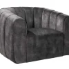 Riess-Ambiente Sessel|Retro Möbel > Drehbarer Design Sessel BABYLON dunkelgrau Samt Lounge Cocktailsessel