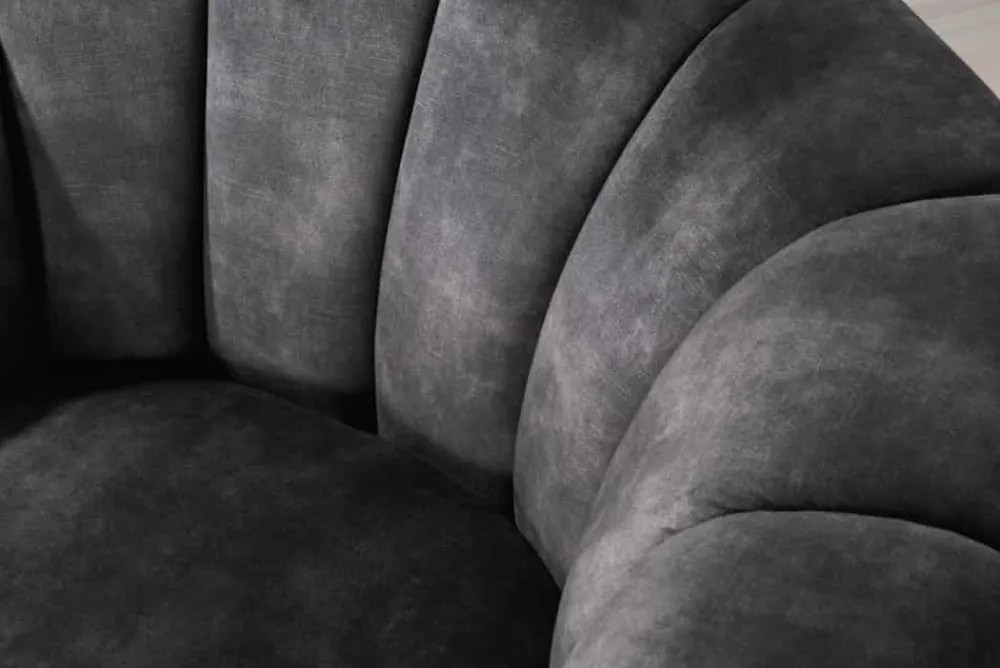 Riess-Ambiente Sessel|Retro Möbel > Drehbarer Design Sessel BABYLON dunkelgrau Samt Lounge Cocktailsessel