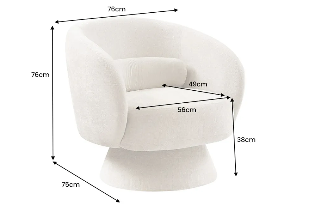 Riess-Ambiente Sessel|Retro Möbel > Drehbarer Design Sessel BOSSA NOVA beige Chenille