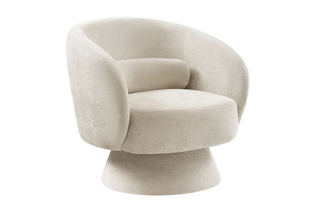 Riess-Ambiente Sessel|Retro Möbel > Drehbarer Design Sessel BOSSA NOVA beige Chenille