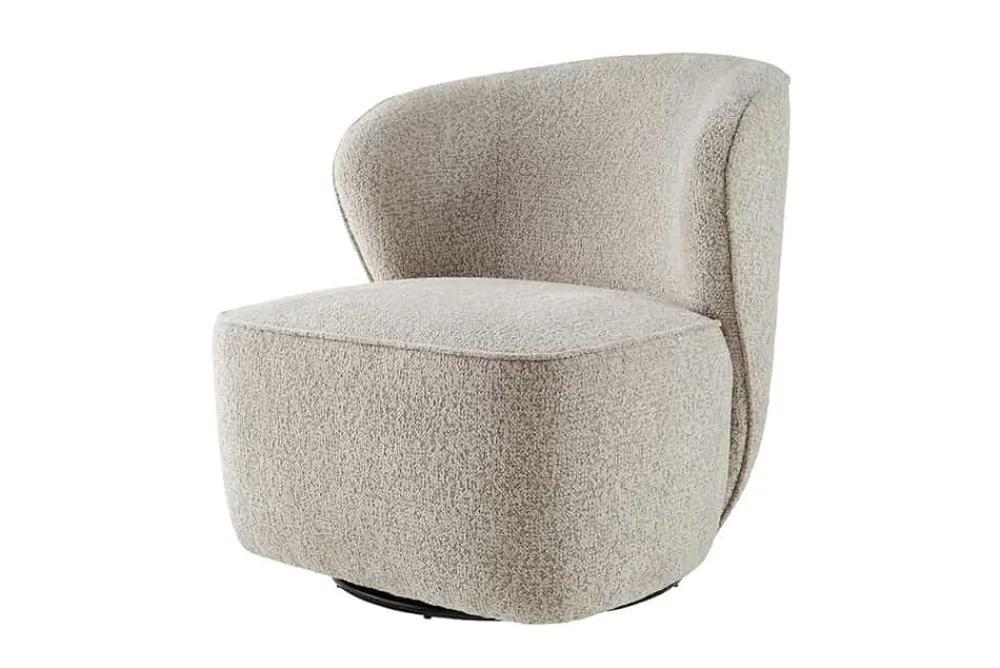 Riess-Ambiente Sessel > Drehbarer Design Sessel GATSBY taupe Bouclé Tweed Soft 360°