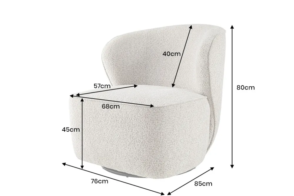 Riess-Ambiente Sessel > Drehbarer Design Sessel GATSBY taupe Bouclé Tweed Soft 360°