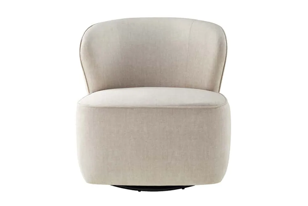 Riess-Ambiente Sessel|Samt Möbel > Drehbarer Design Sessel GATSBY beige Samt 360°