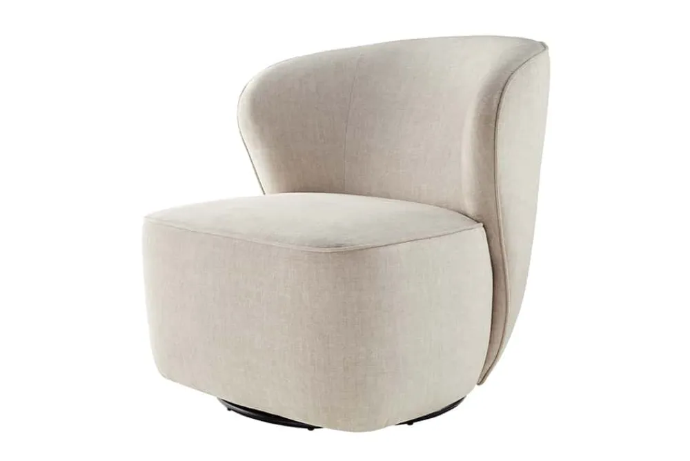 Riess-Ambiente Sessel|Samt Möbel > Drehbarer Design Sessel GATSBY beige Samt 360°