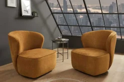Riess-Ambiente Sessel|Samt Möbel > Drehbarer Design Sessel GATSBY senfgelb Samt 360°