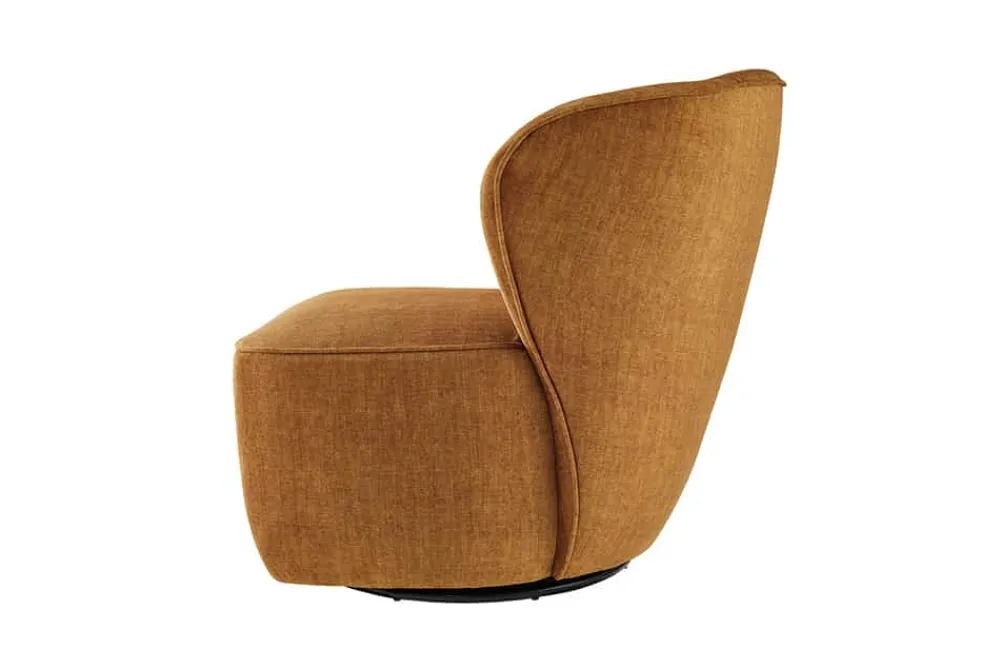 Riess-Ambiente Sessel|Samt Möbel > Drehbarer Design Sessel GATSBY senfgelb Samt 360°