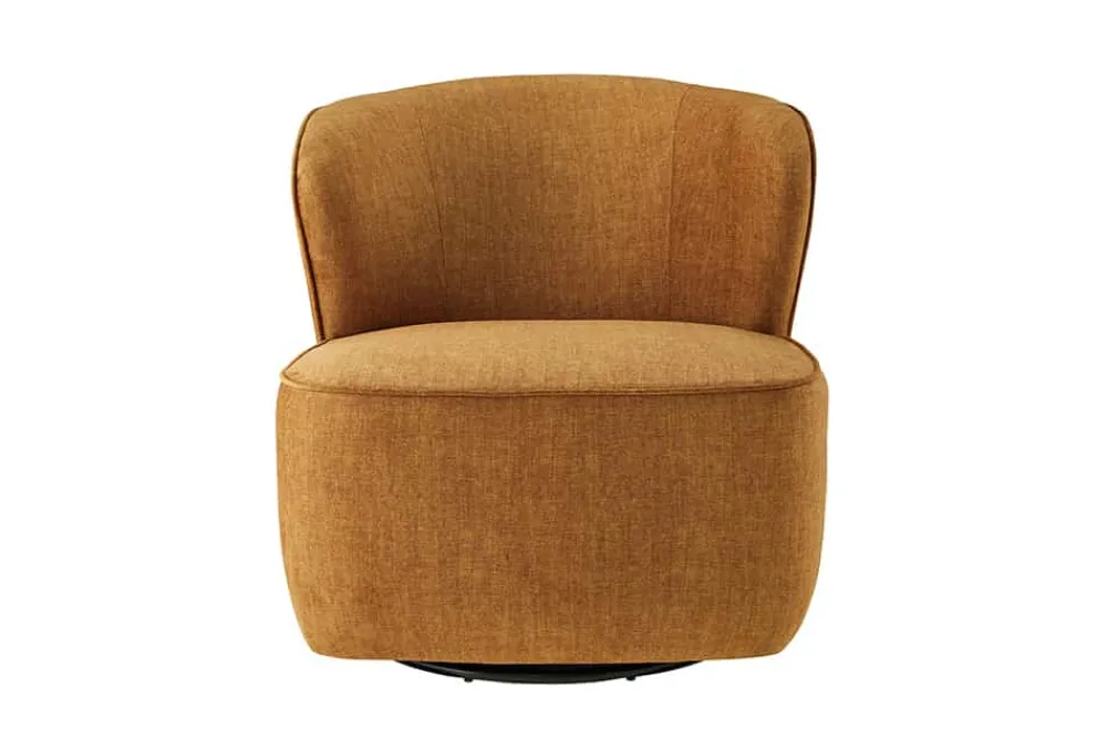 Riess-Ambiente Sessel|Samt Möbel > Drehbarer Design Sessel GATSBY senfgelb Samt 360°