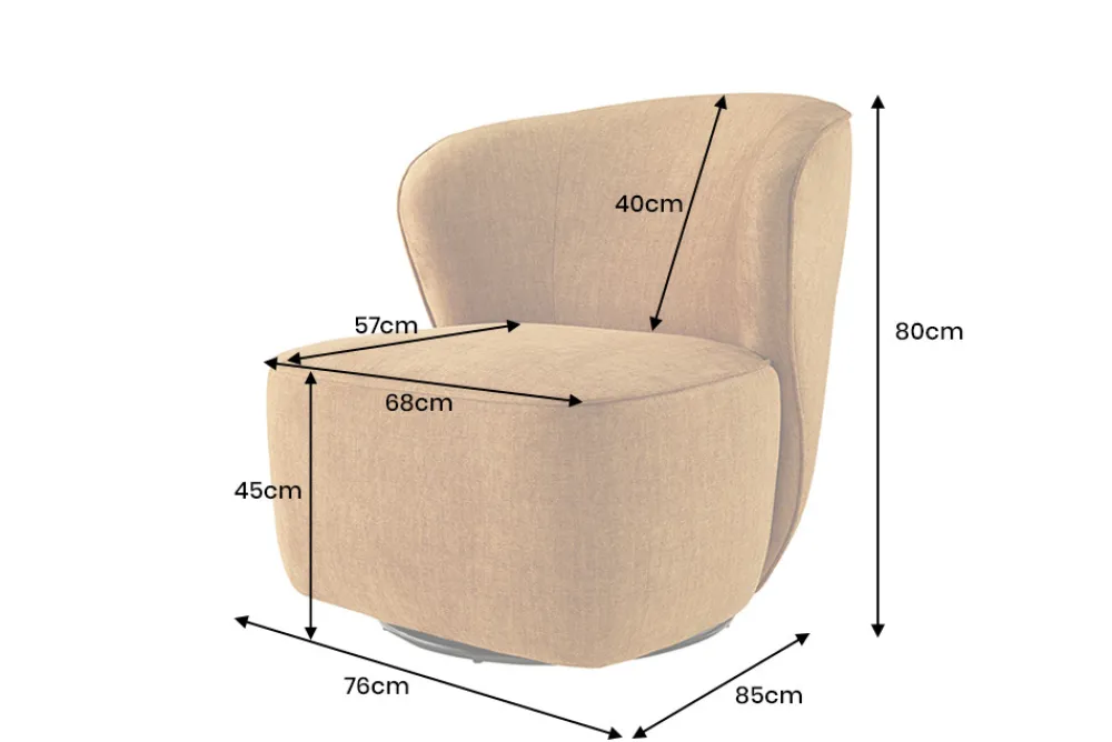 Riess-Ambiente Sessel|Samt Möbel > Drehbarer Design Sessel GATSBY senfgelb Samt 360°