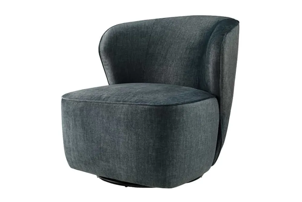 Riess-Ambiente Sessel|Samt Möbel > Drehbarer Design Sessel GATSBY petrol Samt 360°