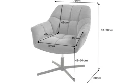 Riess-Ambiente Sessel|Samt Möbel > Drehbarer Design Sessel PAPILLON petrol Samt 360° schwarz Metall höhenverstellbar