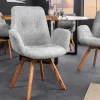 Riess-Ambiente Skandinavisch|Retro Möbel > Drehbarer Design Stuhl BALTIC grau Bouclé natur Eiche Massivholz-Beine mit Armlehne