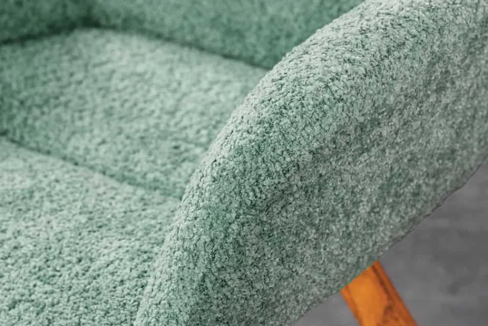 Riess-Ambiente Skandinavisch|Retro Möbel > Drehbarer Design Stuhl BALTIC mint Bouclé natur Eiche Massivholz-Beine mit Armlehne