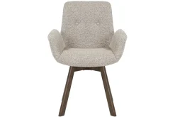 Riess-Ambiente Skandinavisch|Retro Möbel > Drehbarer Design Stuhl BALTIC taupe Bouclé Tweed Soft Eiche Massivholz Walnuss